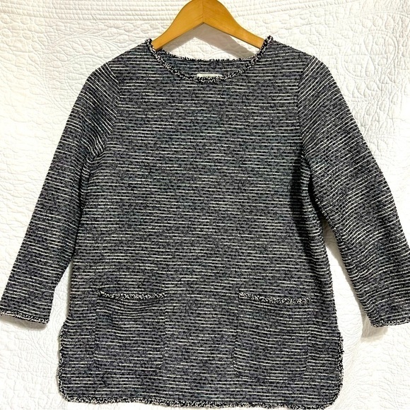 MAX STUDIO Black and White Textured Tunic with Pockets, Size Medium-#275 - Picture 1 of 9
